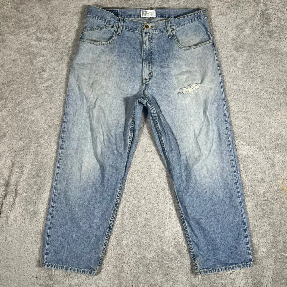 Levis SilverTab Baggy Jeans Light Wash 36x30 Mens Vintage 90s Distressed Denim